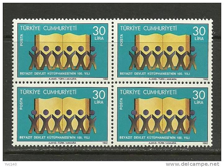 Turkey; 1982 Centenary Of Beyazit State Library (Block Of 4) - Unused Stamps