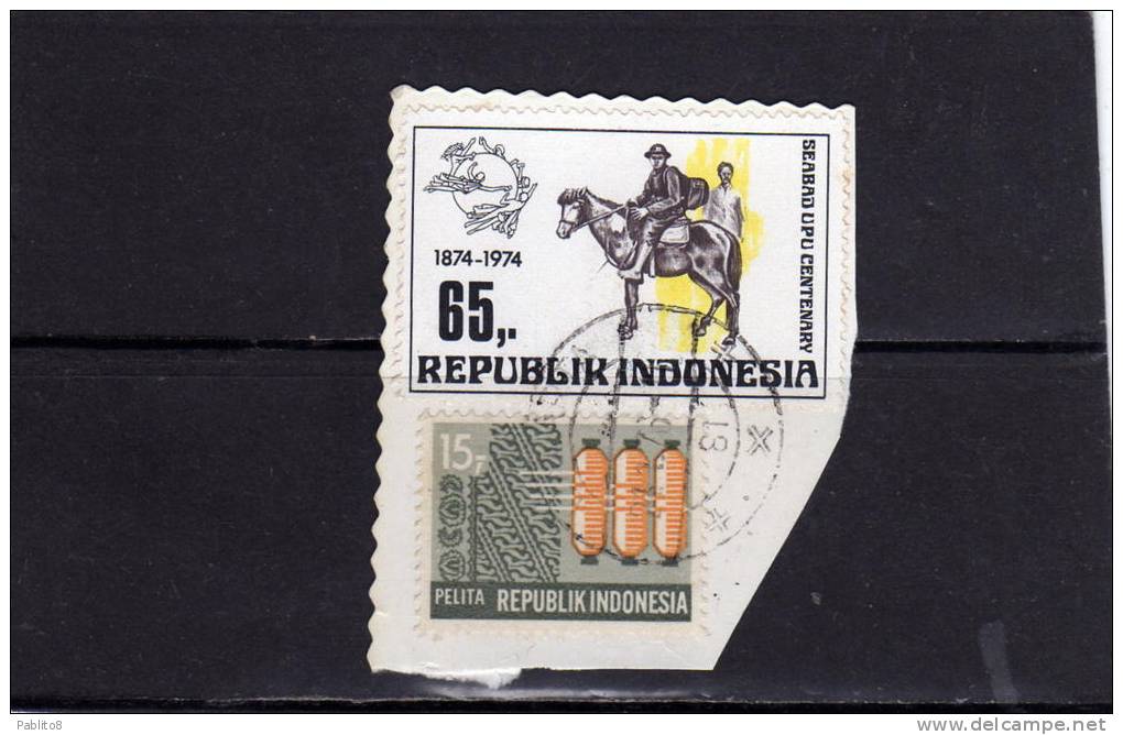 INDONESIA 1974 UPU CENTENARY CENTENARIO 1969 Clothing Industry Cloth Spindles Tessile Panno Mandrini PELITA USED - Indonesia