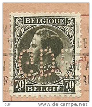 401 Op Ontvangkaart Met Stempel BRUXELLES Met Perforatie (perfin) "G.D.B." Van Grand Distillerie Belge - 1909-34