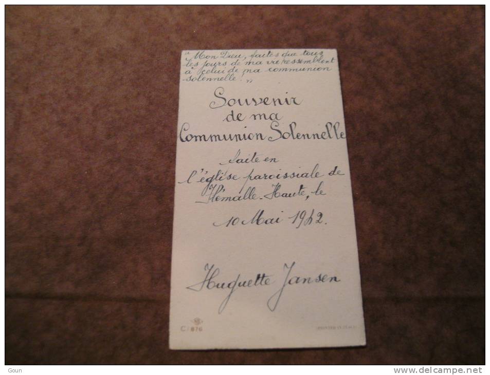 BC4-2-100 CDP Souvenir Communion  Huguette Jansen Flemalle Haute 1942 - Comunión Y Confirmación