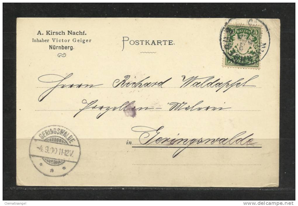 TOP!!  BAYERN * POSTKARTE VON NÜRNBERG NACH GERINGSWALDE * 4.9.1900 **!! - Lettres & Documents