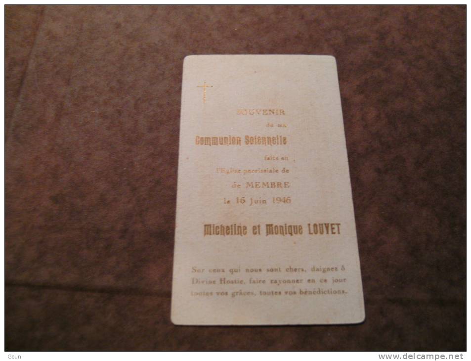 BC4-2-101 CDP Souvenir Communion Micheline Et Monique Louyet Membre 1946 - Kommunion Und Konfirmazion