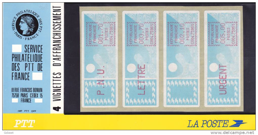 9102# PLAQUETTE VIGNETTES AFFRANCHISSEMENT TYPE CARRIER 1985 PNU LETTRE URGENT - 1985 « Carrier » Paper