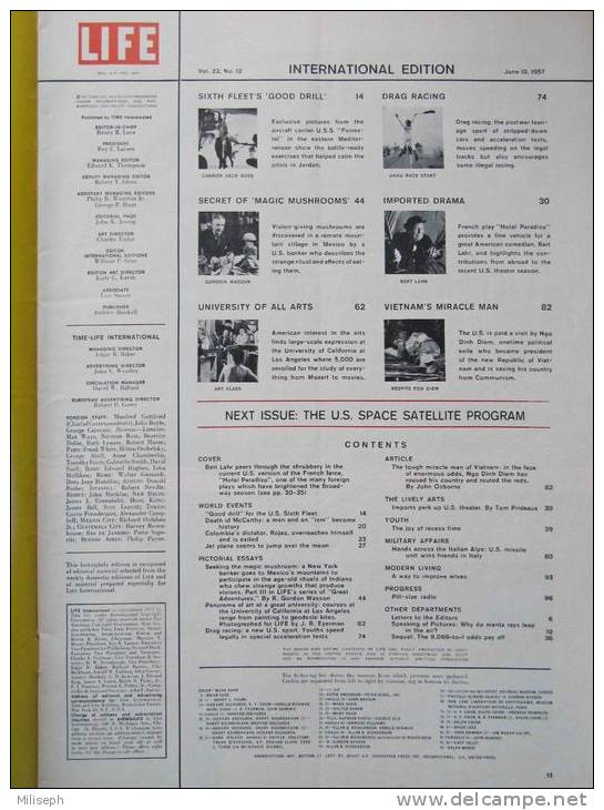 Magazine LIFE - JUNE 10 , 1957 - INTER. ED. - Publicités  RENAULT DAUPHINE , SABENA ... - VIETNAM -    (3052) - Journalismus