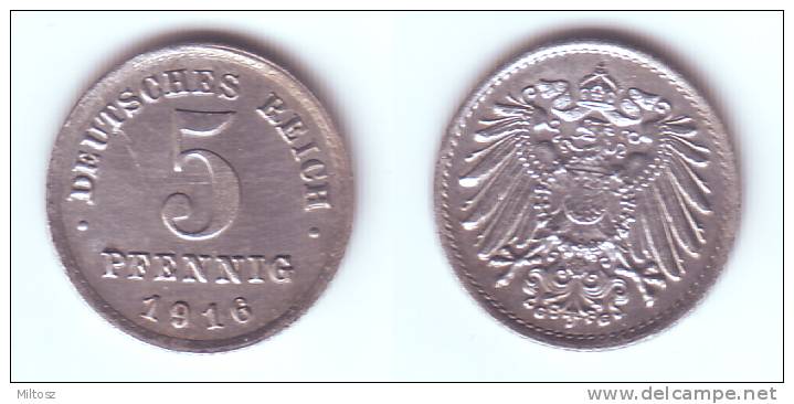 Germany 5 Pfennig 1916 G WWI Issue - 5 Pfennig