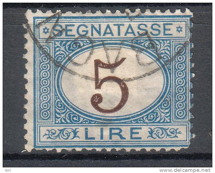 Regno D'Italia - 1870 Segnatasse (usato) 5 Lire Azzurro E Bruno Sass. 13 - Taxe