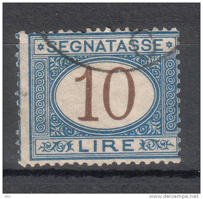 Regno D'Italia - 1870 Segnatasse (usato) 10 Lire Azzurro E Bruno Sass. 14 - Taxe