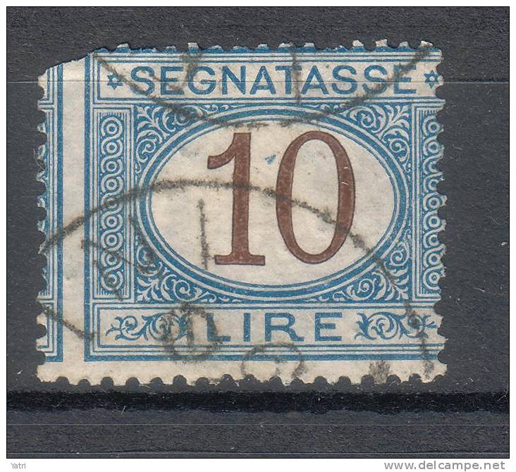 Regno D´Italia - 1870 Segnatasse (usato) 10 Lire Azzurro E Bruno Sass. 14 - Segnatasse