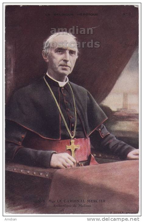 LE CARDINAL MERCIER, ARCHEVEQUE DE MALINES - 1920s Portrait Vintage Postcard~ ARCHIBISHOP -CHURCH -CHRISTIANITY  [c5139] - Mechelen