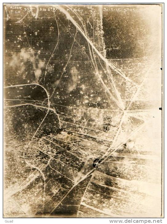 MONTAIGU - BATAILLE DE L'AISNE   - WW1 PHOTO AERIENNE 17cmx23cm  Du  30 05 1917 - LES BOMBARDEMENTS - Altri & Non Classificati