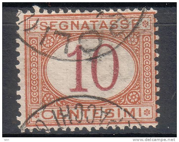 Regno D'Italia - 1870 Segnatasse (usato) 10 C. Ocra E Carminio Sass. 6 - Taxe