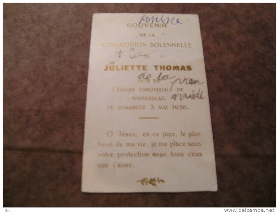 BC4-2-101 CDP Souvenir Communion  Juliette Thomas 1936 Winterslag - Kommunion Und Konfirmazion