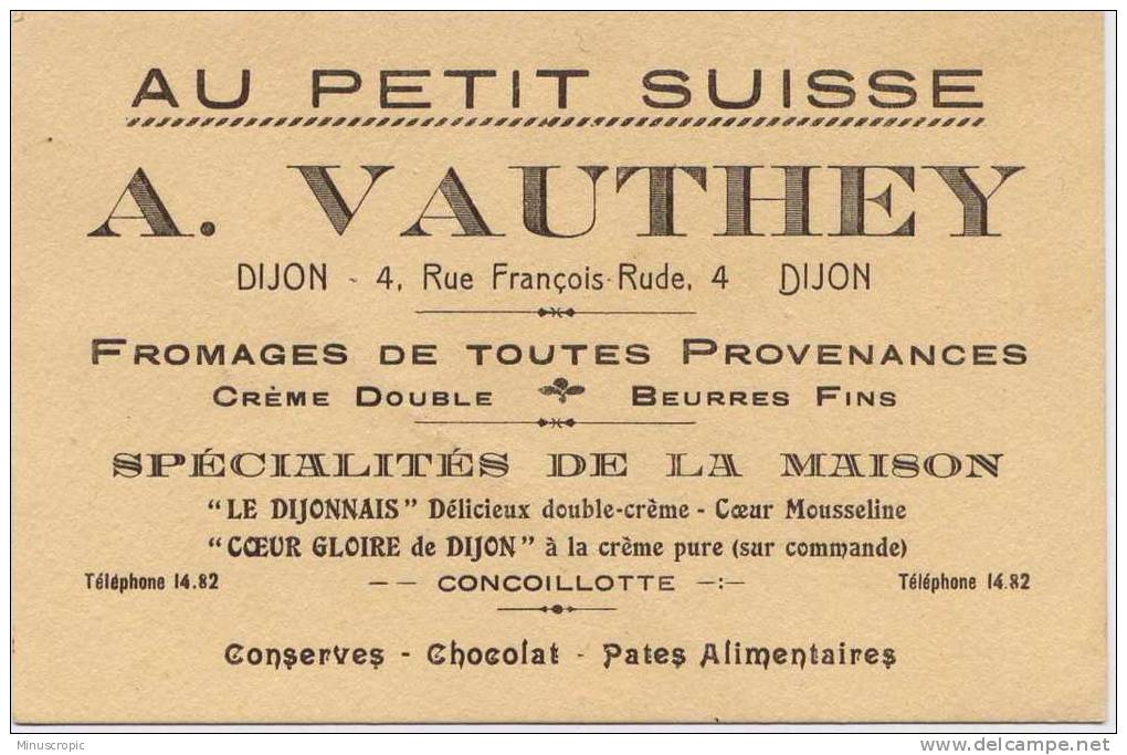 Carte Fromagerie - Vauthey - Dijon - Visiting Cards