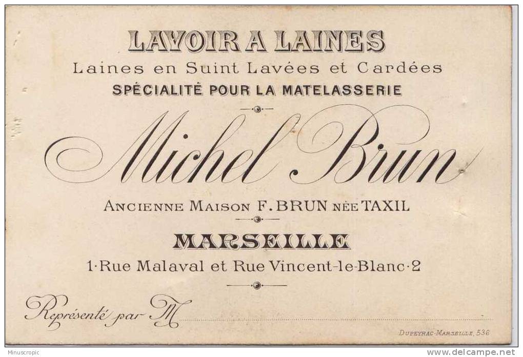 Carte Lavoir à Laines - Michel Brun - Marseille - Visitenkarten