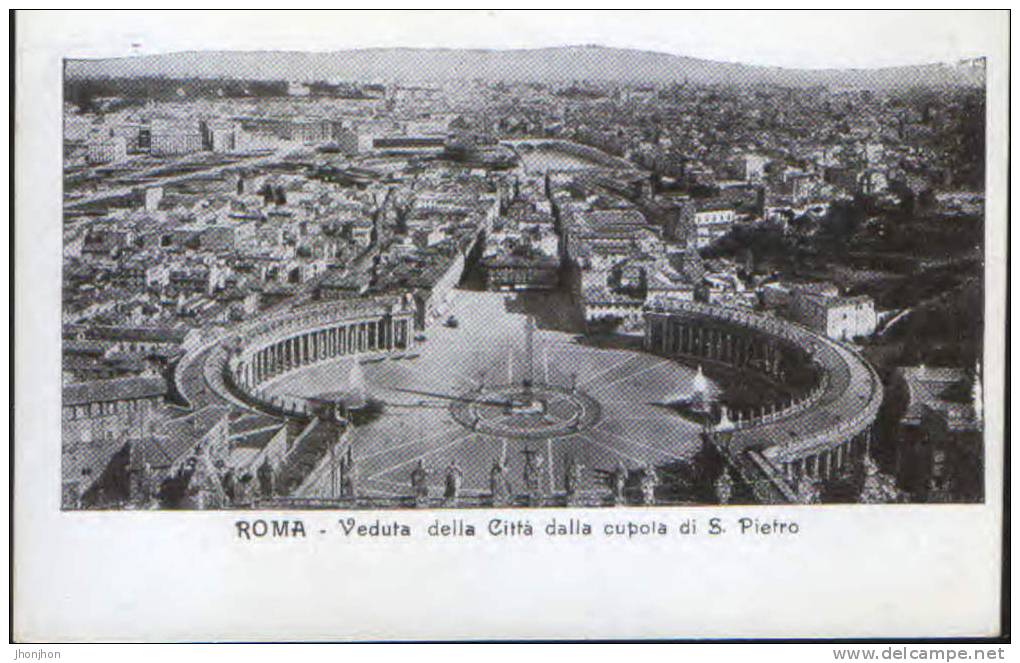 Italy-Postcard-Roma--View Of The City From The Dome Of St. Peter-unused,2/scans - Panoramische Zichten, Meerdere Zichten