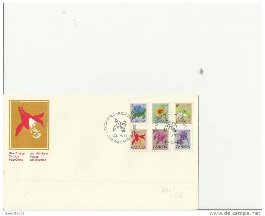 CANADA 1977–FDC CANADIAN FLOWERS SERIE W 6 STS OF 1-2-3-4-5-10 POSTM. OTTAWA APR 22 RE2047 - 1971-1980