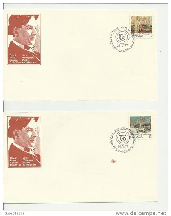 CANADA 1977 – SET OF 2 FDC TOM THOMSON – PAINTER W 1 ST EACH  OF 12 C POSTM. OTTAWA MAY 26 RE2049 - 1971-1980