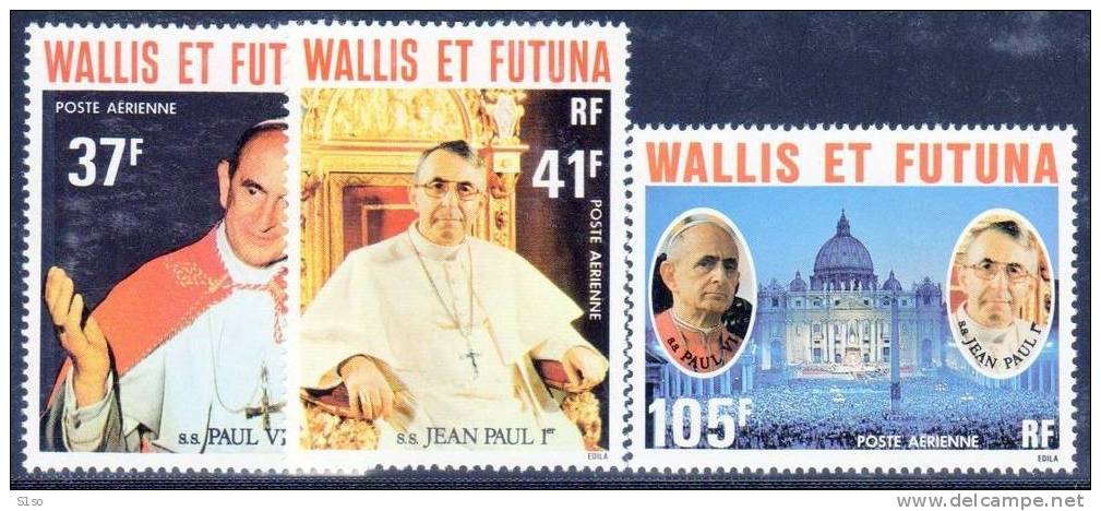 WALLIS Et FUTUNA 1978  Poste Aerienne Série PA 86 à 88 Neufs Sans  Charniere ** Papes Paul VI Et Jean Paul 1er - Unused Stamps