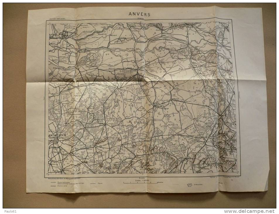 Carte Topographique  Ou Etat Major  ANVERS Simplifié - Topographische Karten