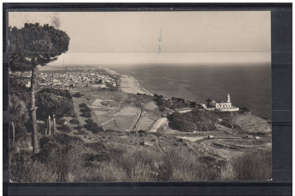 CALELLA. EL FARO Y VISTA GENERAL .CIRCULADA CON SELLO  1958 - Gerona