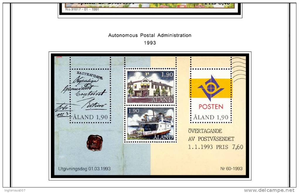 ALAND ISLANDS STAMP ALBUM PAGES 1919-2011 (59 Color Illustrated Pages) - English