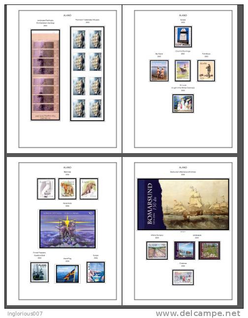 ALAND ISLANDS STAMP ALBUM PAGES 1919-2011 (59 color illustrated pages)