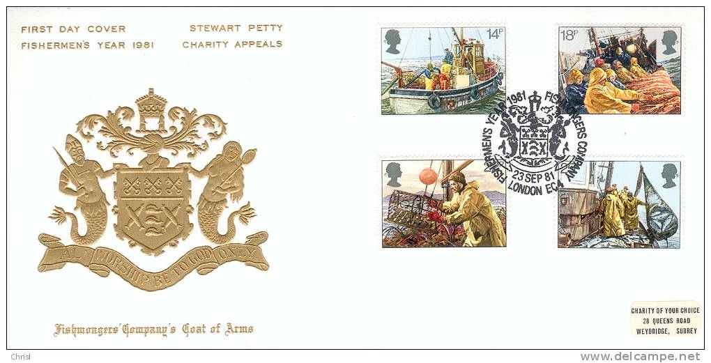 GB 1981 Fishing, Official Petty Cvr, Fishmonger's Company London EC4 Special Pmk - 1981-1990 Decimal Issues