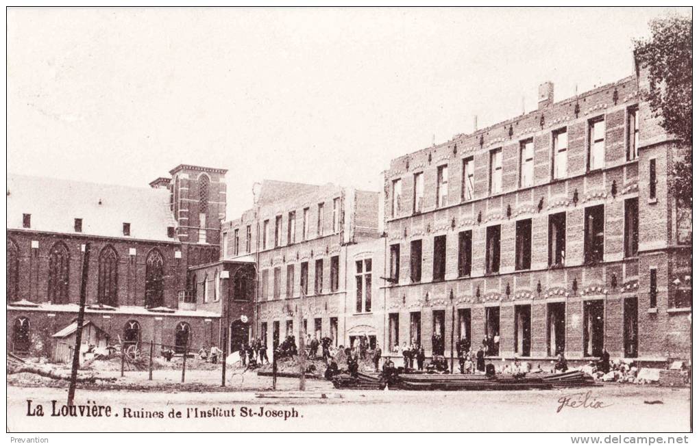 LA LOUVIERE - Ruines De L'Institut Saint Joseph - Superbe Carte Très Animée - La Louvière