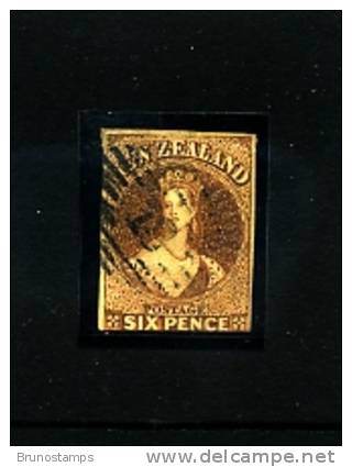 NEW ZEALAND - 1857  FULL FACE QUEEN  3 D. BROWN NO WMK FINE USED - Oblitérés