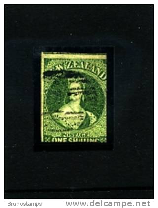 NEW ZEALAND - 1862  FULL FACE QUEEN  1 S. GREEN  WMK LARGE STAR FINE USED - Used Stamps