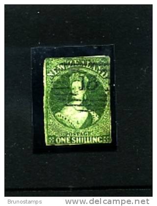 NEW ZEALAND - 1862  FULL FACE QUEEN  1 S. GREEN  PELURE PAPER NO WMK FINE USED - Gebraucht