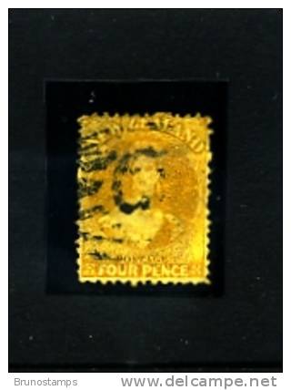 NEW ZEALAND - 1862  FULL FACE QUEEN  PERF. 4 D. YELLOW  FINE USED - Usados