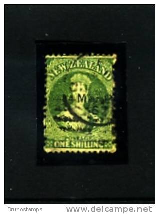 NEW ZEALAND - 1862  FULL FACE QUEEN  PERF. 1 S. GREEN  FINE USED - Used Stamps