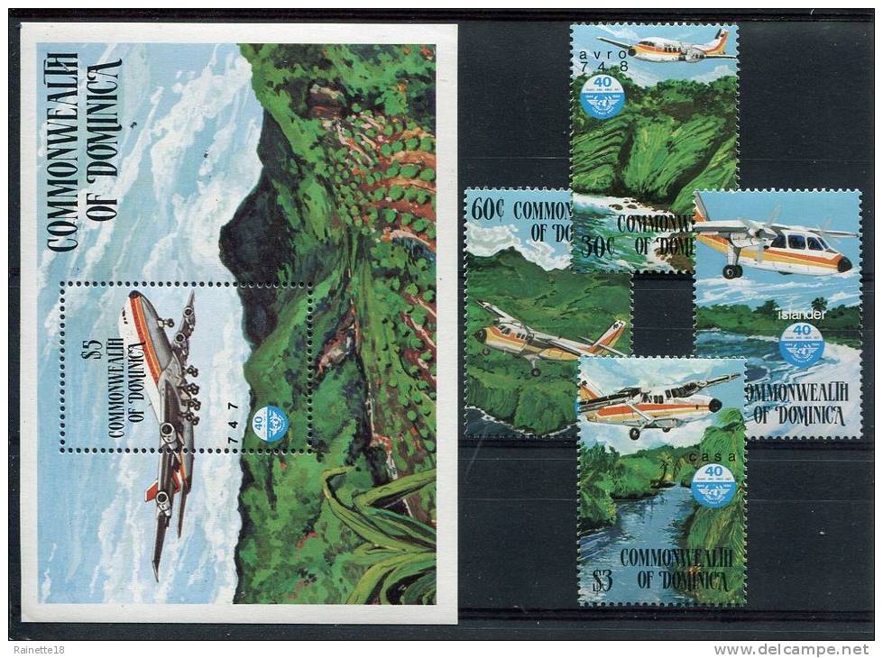 Dominique           834/837  **  +  Bloc  94  **    Avions - Dominica (...-1978)