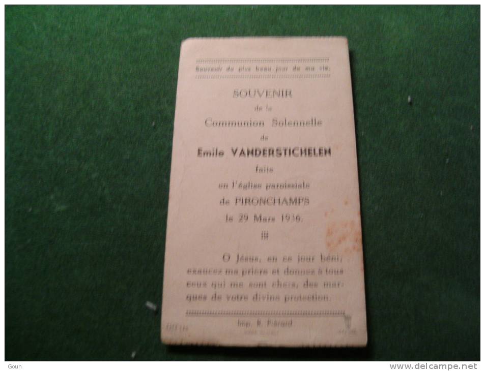 BC4-2-102 Souvenir Communion Emile Vandertichelen Pironchamps 1936 - Comunioni