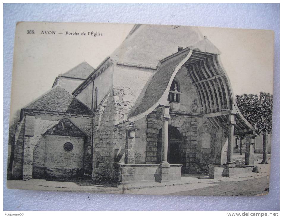 CPA 77    AVON    -  Le Porche De L'église Le Prieuré Des Basses Loges  Vers Fontainebleau  N: 366     En 1911 - Avon