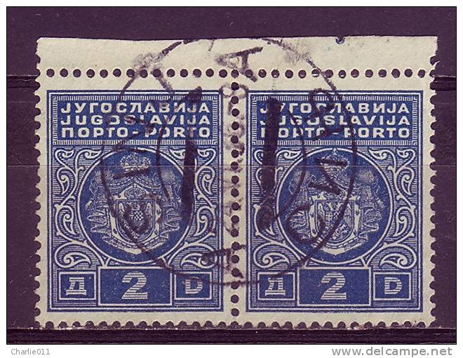 PORTO-COAT OF ARMS-2 DIN-T II-PAIR-POSTMARK-SINJ-CROATIA-YUGOSLAVIA-1931 - Impuestos