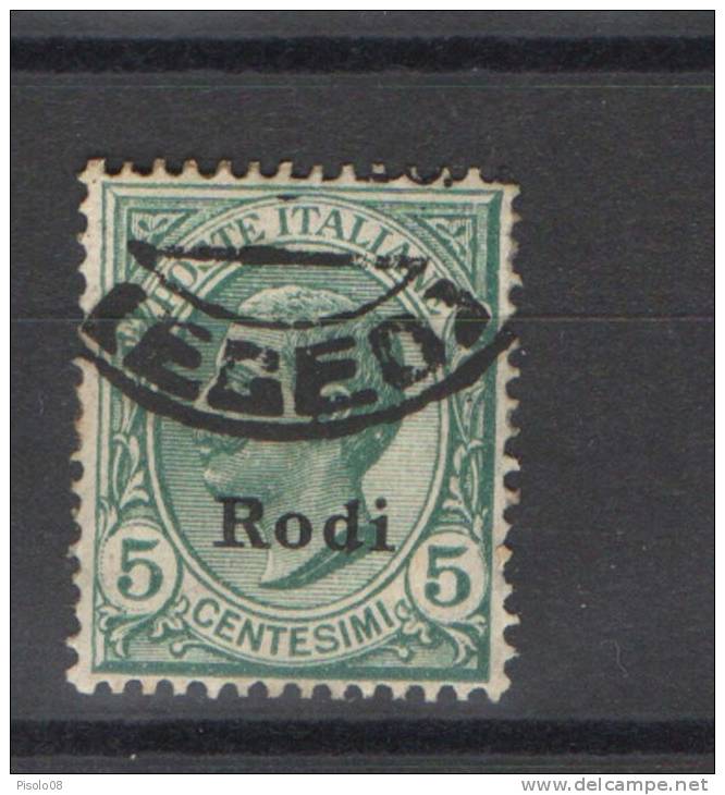 EGEO RODI 1912 5 CENT. USATO - Egée (Rodi)