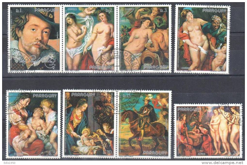 Paraguay 1978 - Art - Painting Mi 2998-3005 - 8v  Used - Desnudos