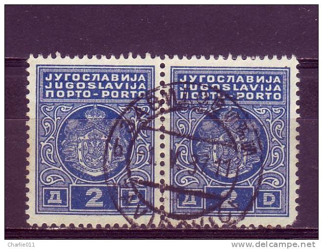 PORTO-COAT OF ARMS-2 DIN-T II-PAIR-POSTMARK-ZAVIDOVICI-BOSNIA-YUGOSLAVIA-1931 - Timbres-taxe