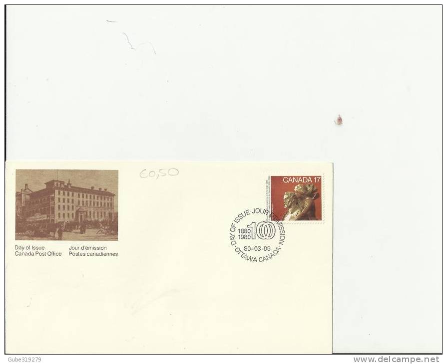CANADA 1980 – FDC 100 YEARS OF ROYAL ACADEMY OF ARTS  W 1 ST OF 17  C    POSTM. OTTAWA  MAR 6  RE2073 - 1971-1980