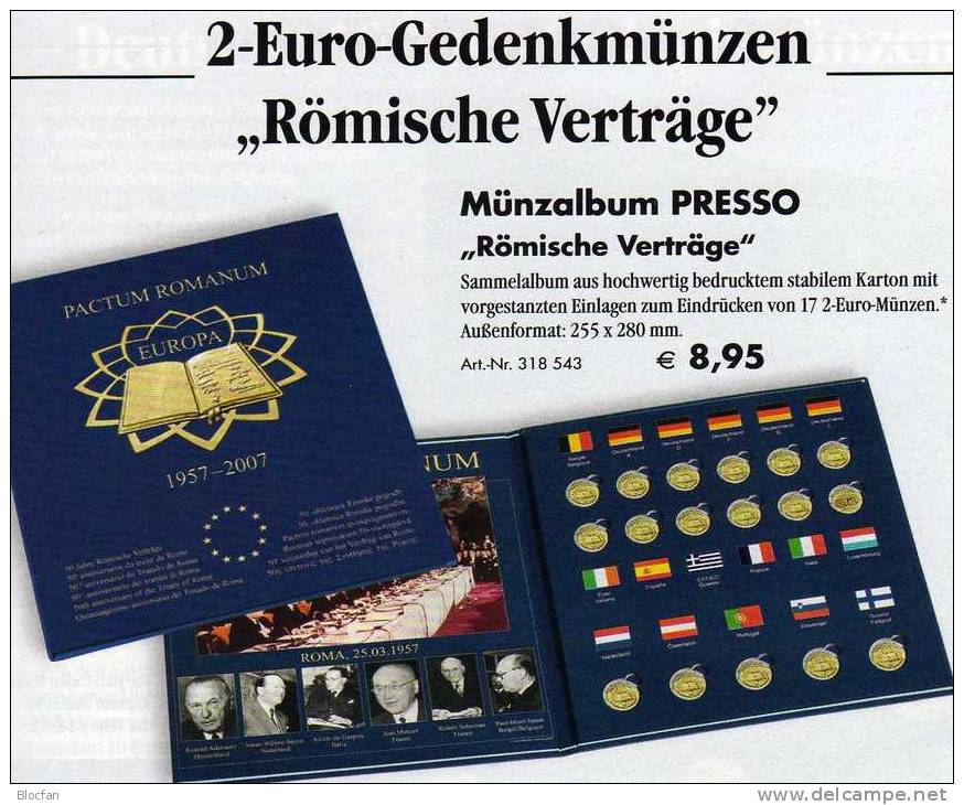 Album 2€ Zu 50 Jahre Vertrag Von Rom 2007 Neu 9€ Aller 17 Neuen 2EURO-Gedenkmünzen Zum Einlegen Der Verschiedenen Münzen - Silverware