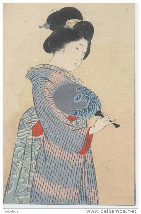 Illustrateur Japonais Geisha Avec Couleurs Argentées - Ohne Zuordnung