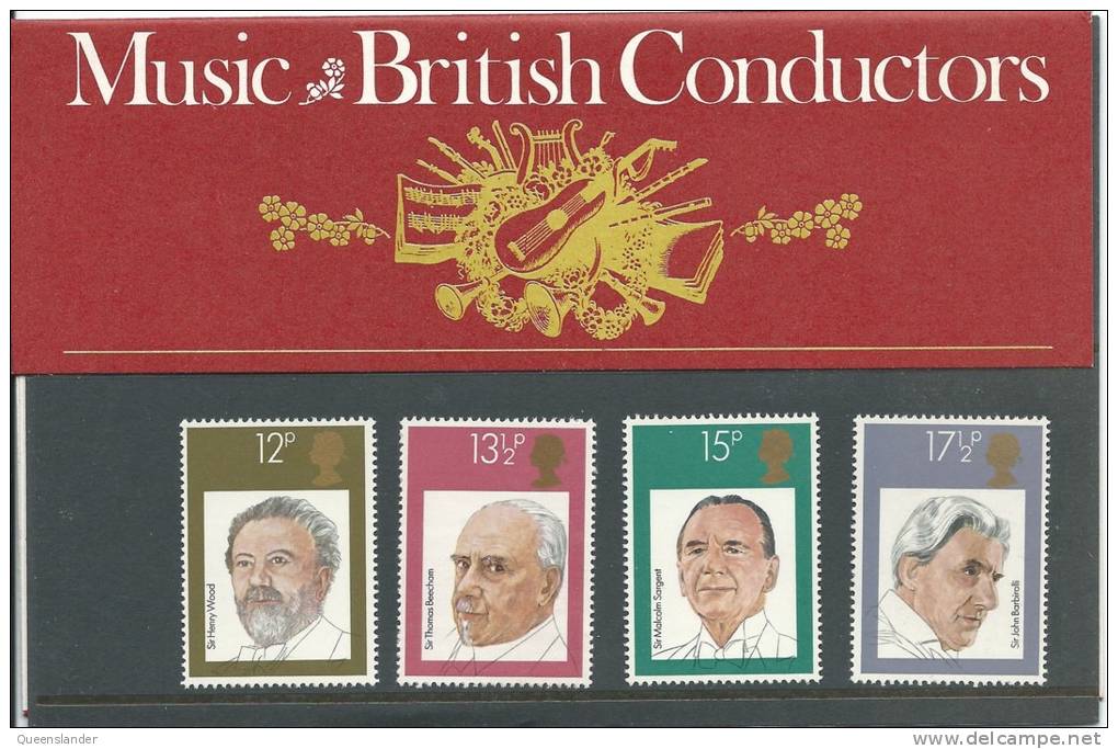 1980 Music & British Conductors Set Of 4 Presentation Pack As Issued 10th September 1980 Great Value - Presentation Packs