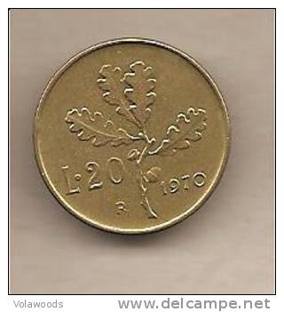 Italia - Moneta Circolata Da 20£ "Ramo Di Quercia" - 1970 - 20 Liras