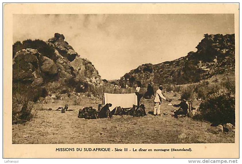 Afrique - Africa -lesotho- Ref A297- Missions Du Sud Afrique - Le Diner En Montagne  - Basutoland -carte Bon Etat   - - Lesotho