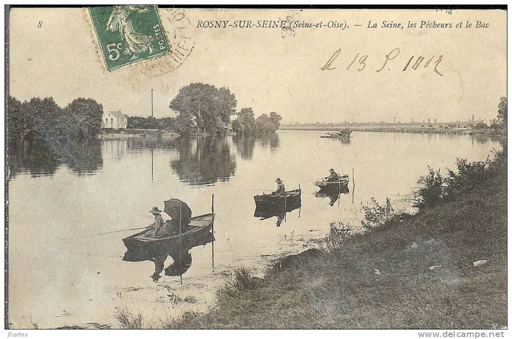 78 - ROSNY-sur-SEINE - La Seine, Es Pêcheurs Et Le Bac - Rosny Sur Seine