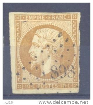 FRANCE NAPOLEON III  N° 13B YT Oblitere Losange Petit Chiffre 898 - 1853-1860 Napoleon III