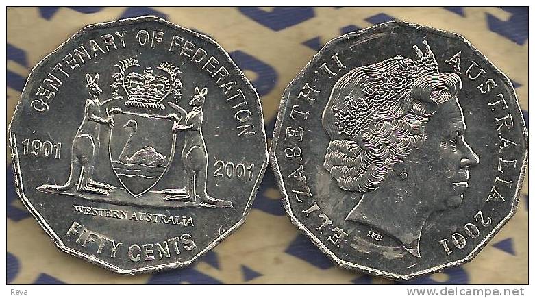 AUSTRALIA 20 & 50 CENTS ANIMAL & BIRD EMBLEM  WESTERN A. FRONT QEII HEAD BACK 2001 PROOF READ DESCRIPTION CAREFULLY !! - Otros & Sin Clasificación