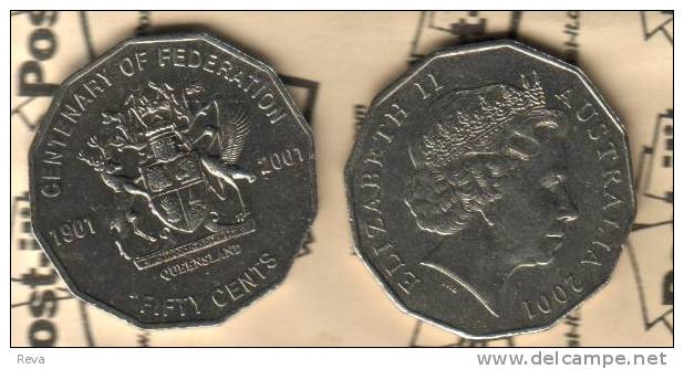 AUSTRALIA 20 & 50 CENTS ANIMAL & BIRD EMBLEM QUEENSLAND FRONT QEII HEAD BACK 2001 PROOF READ DESCRIPTION CAREFULLY !! - Otros & Sin Clasificación